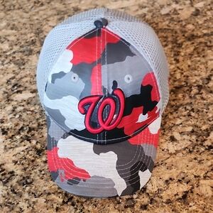 Kids Nationals‎ Camo Baseball Cap - Red and Gray